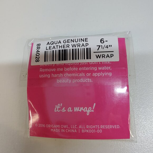 Origami Owl - Brand New Aqua Genuine Leather Wrap 6 - 7 1/4" - Picture 2 of 2